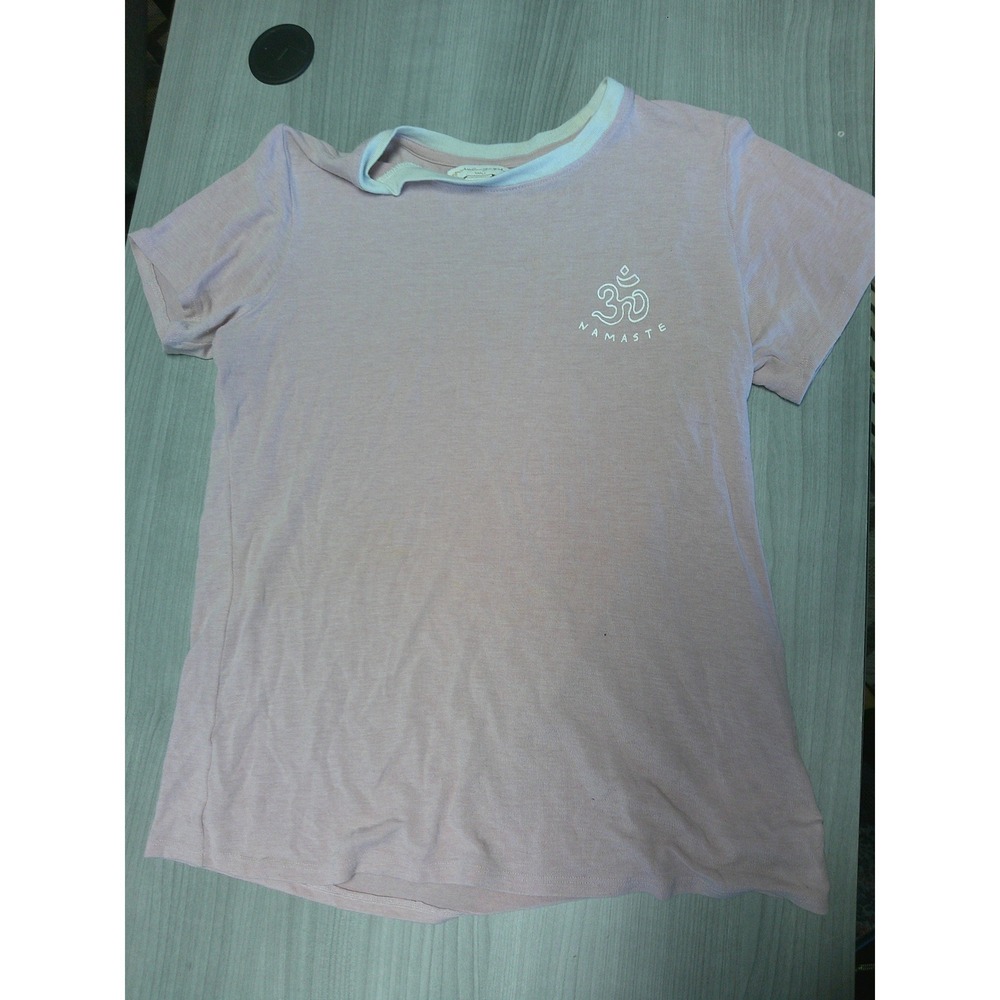 Spiritual Gangster T-Shirt Womens Small Pink Good Namaste Om Graphic Ringer Tee